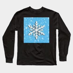 Snowflake on Teal Blizzard Background Snow Lover Home Decor & Gifts Winter Long Sleeve T-Shirt